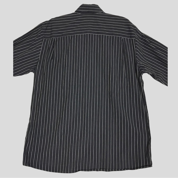 John W Nordstrom Shirt Mens Large Cotton Striped Long Sleeve Shoulder Pleats - Picture 3 of 10